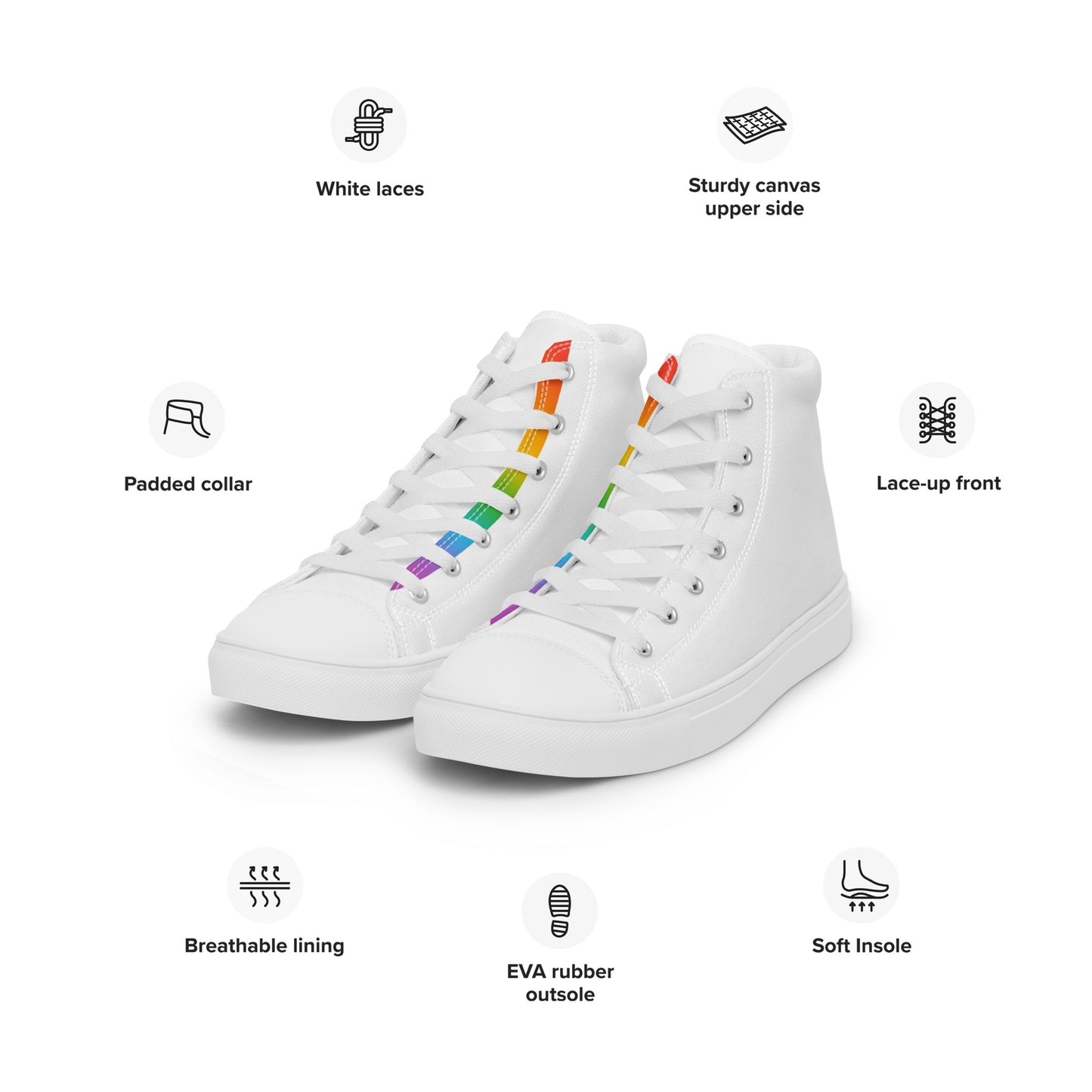 Pride Rainbow Accented High-top Canvas Sneakers