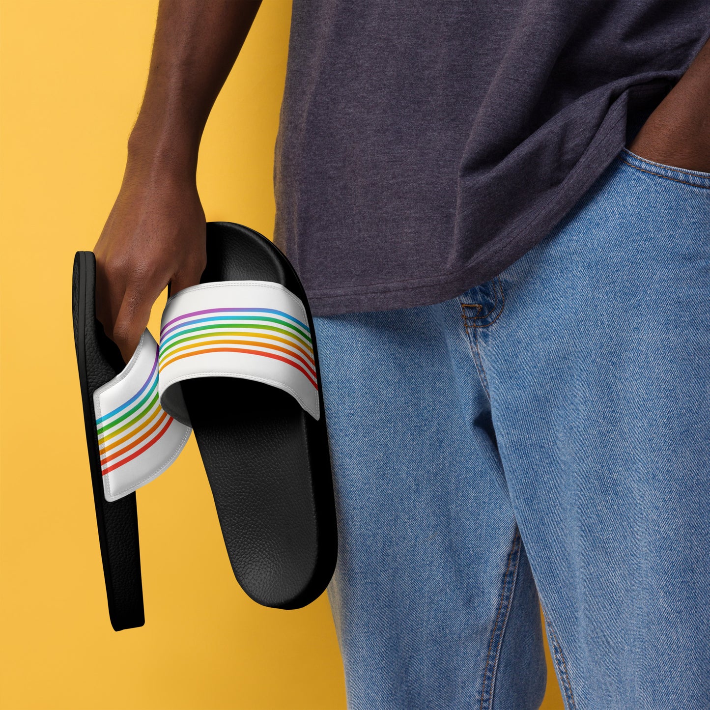 Men's Rainbow Pride Stripe Slides