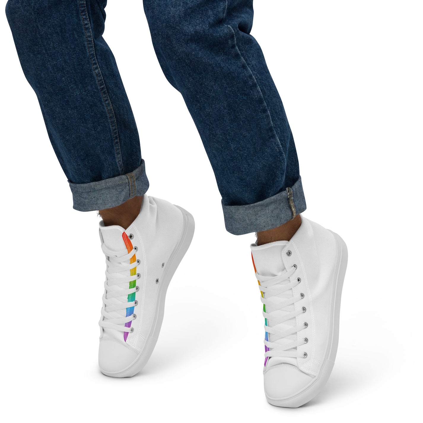 Pride Rainbow Accented High-top Canvas Sneakers